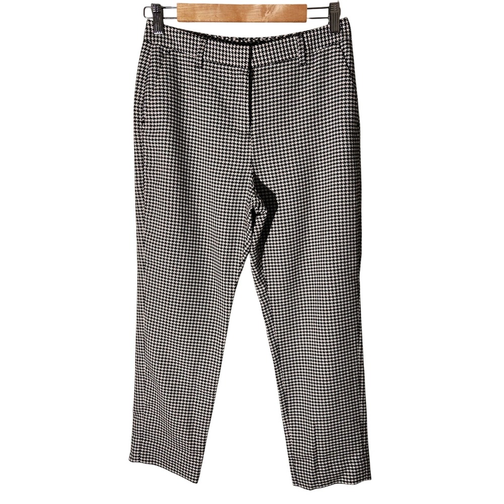 Wildfang Empower Slim Crop Pant Size 4 Black White Houndstooth Trouser